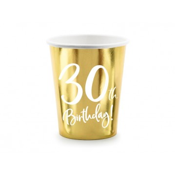 6 stk Papbæger 30 år fødselsdag - 22cl guld 6 stk Papbæger 30 år fødselsdag - 22cl guld