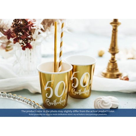 6 stk Papbæger 50 år fødselsdag - 22cl guld 6 stk Papbæger 50 år fødselsdag - 22cl guld