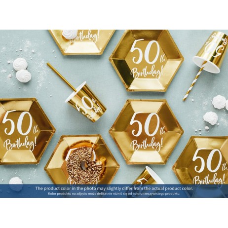 6 stk Papbæger 50 år fødselsdag - 22cl guld 6 stk Papbæger 50 år fødselsdag - 22cl guld