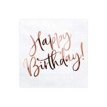 20 stk Servietter Happy birthday rose guld 20 stk Servietter Happy birthday rose guld