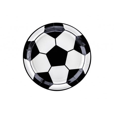 6 stk Paptallerken Fodbold - 18cm