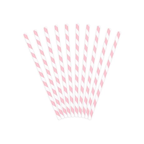 Papirsugerør 10 stk Twiste lyserød - hvid