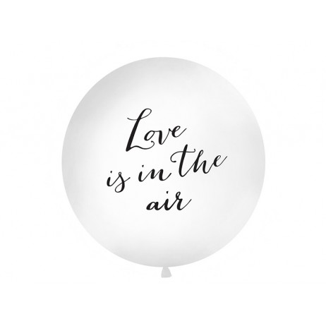 1 stk Kæmpe ballon "Love is in the air"- 1 meter hvid
