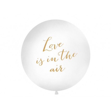 1 stk Kæmpe ballon "Love is in the air"- 1 meter hvid