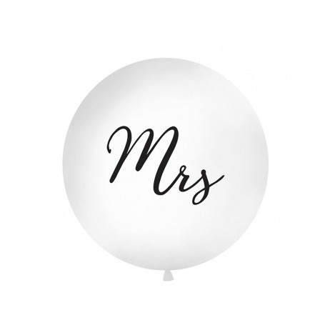 1 stk Kæmpe ballon "Mrs"- 1 meter hvid