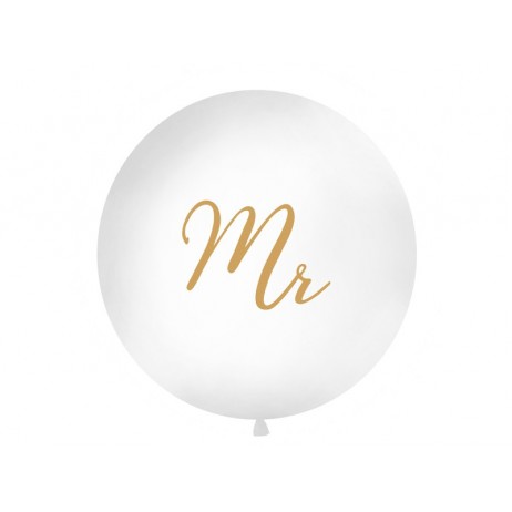 1 stk Kæmpe ballon "Mr"- 1 meter hvid