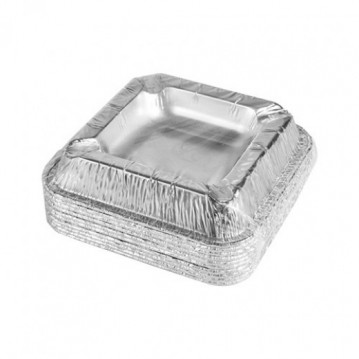10 stk Alu-askebæger kvadratisk 12,5 x 12,5 x 2,2cm 10 stk Alu-askebæger kvadratisk 12,5 x 12,5 x 2,2cm