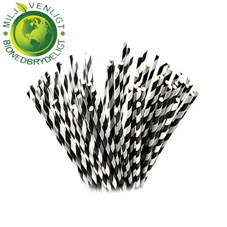 10 stk Papirsugerør miljøvenligt - Grå, sort & hvide 6mm