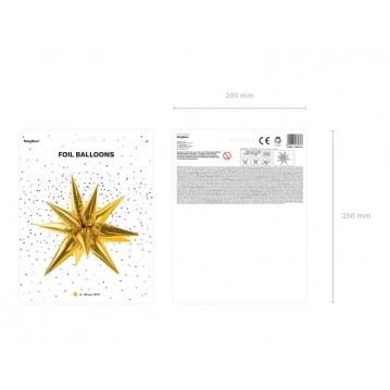Folieballon stjerne 3D - guld 37,5" Folieballon stjerne 3D - guld 37,5"