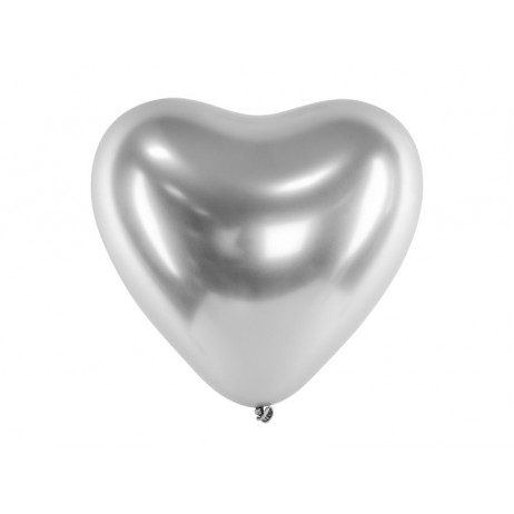 50 stk. Chrome hjerte balloner - Sølv 12"