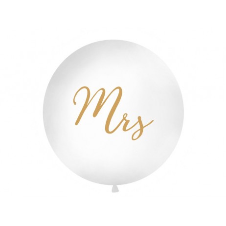 1 stk Kæmpe ballon "Mrs"- 1 meter hvid