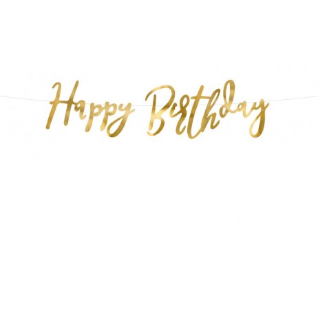 Happy Birthday banner - 62 cm - guld