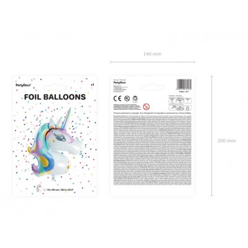 Enhjørning 35,5" hvid - folieballon Enhjørning 35,5" hvid - folieballon