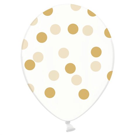 6 stk Krystal klar balloner med guld prikker 6 stk Krystal klar balloner med guld prikker