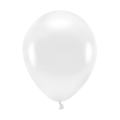 100 stk. Økologiske metallic hvid balloner str. 10"