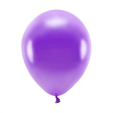 100 stk. Økologiske metallic lilla balloner str. 10"