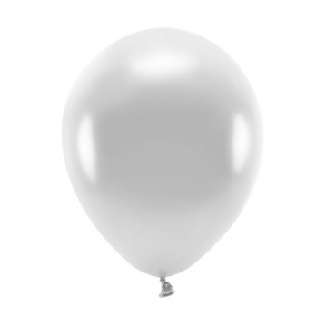 100 stk. Økologiske balloner metallic sølv 10