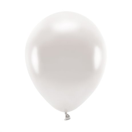 100 stk. Økologiske metallic perle hvid balloner str. 10"
