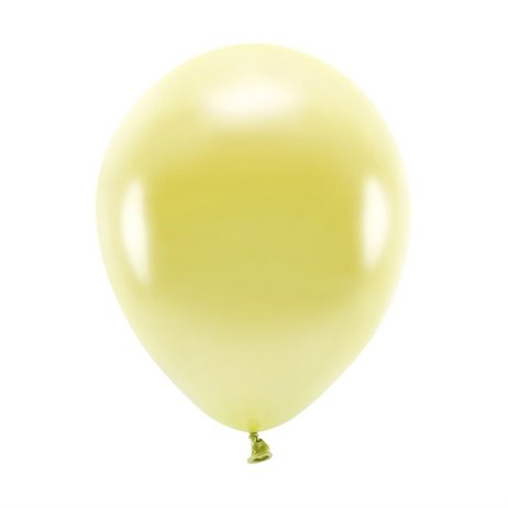 100 stk. Økologiske metallic lysegul balloner str. 10"