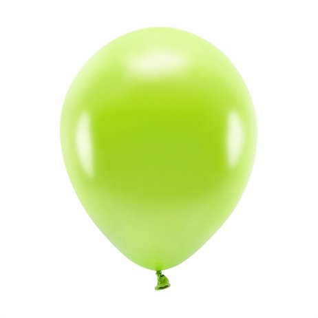 100 stk. Økologiske metallic æblegrøn balloner str. 10"