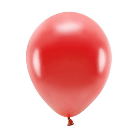 10 stk. Økologiske Metallic mørkerød balloner str. 10"
