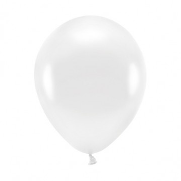 10 stk. Økologiske balloner metallic hvid 10