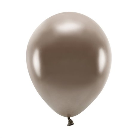 10 stk. Økologiske metallic brun balloner str. 10"