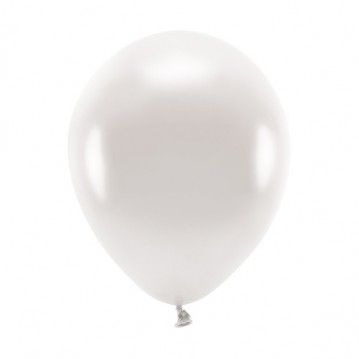 10 stk. Økologiske balloner metallic perlehvid 10