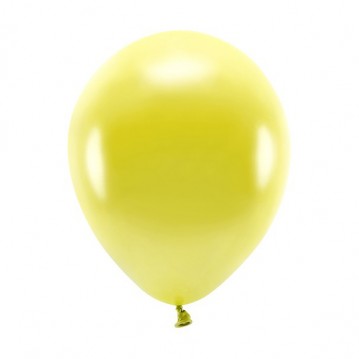 10 stk. Økologiske balloner metallic gul 10