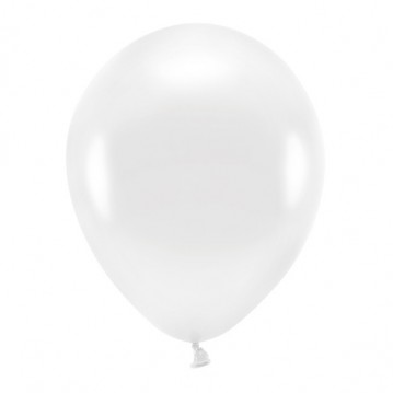 10 stk. Økologiske balloner metallic hvid 12