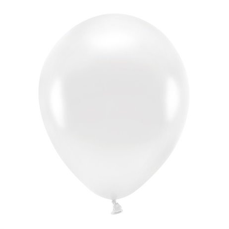 10 stk. Økologiske metallic hvid balloner str. 12"