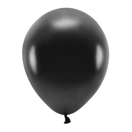 10 stk. Økologiske metallic sort balloner str. 12"