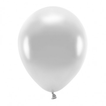 10 stk. Økologiske balloner metallic sølv 12