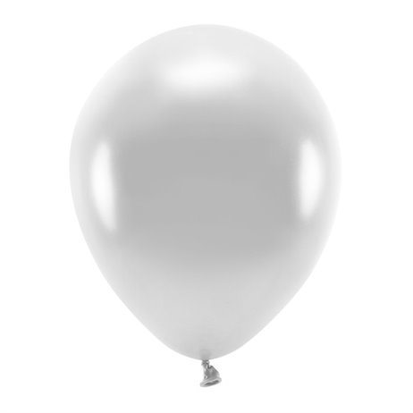 10 stk. Økologiske metallic sølv balloner str. 12"