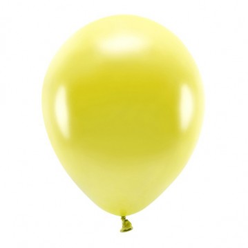 10 stk. Økologiske balloner metallic gul 12