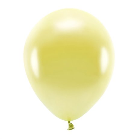 10 stk. Økologiske metallic lysegul balloner str. 12"