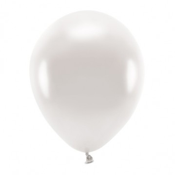 10 stk. Økologiske balloner metallic perlehvid 12