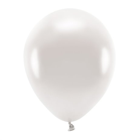 10 stk. Økologiske metallic perle hvid balloner str. 12"