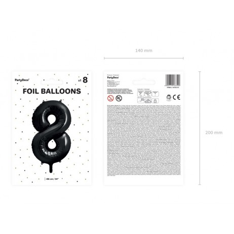 Sort 8 tal ballon - ca 86 cm Sort 8 tal ballon - ca 86 cm