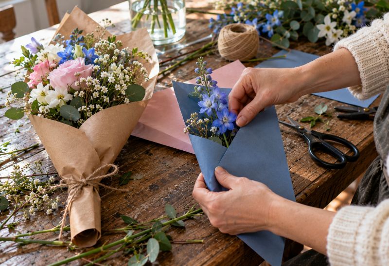 Papirlommen med én blomst