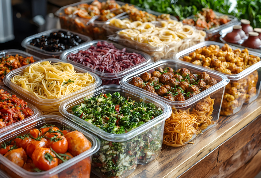 takeaway-bakker, klar til levering
