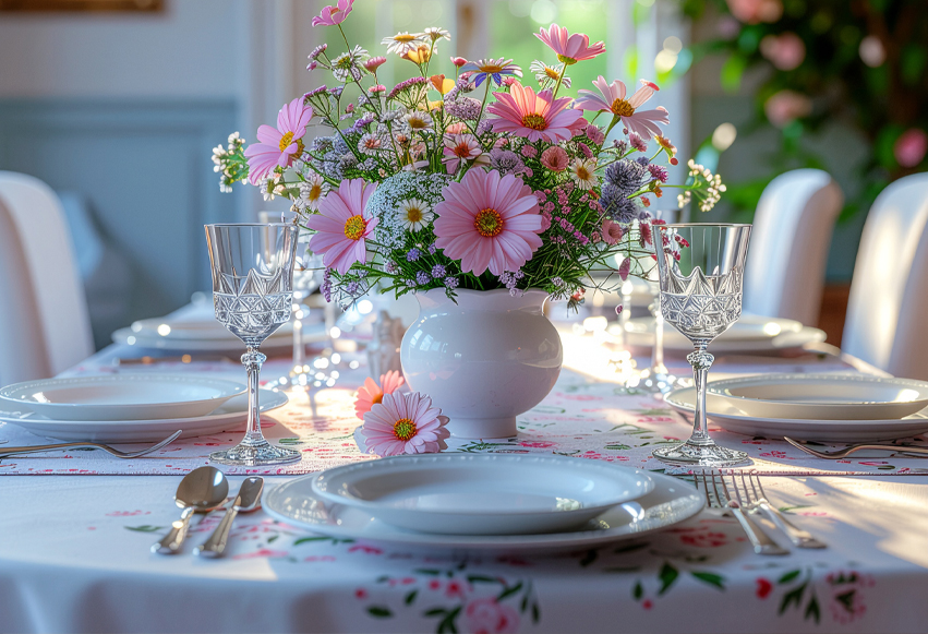 Stämningen vid ett elegant bröllopsbord