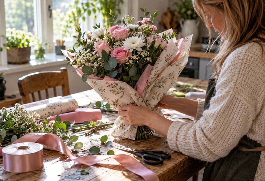 Gaveindpakning med blomster – 10 idéer til jul og hele året Gaveindpakning med blomster – 10 idéer til jul og hele året